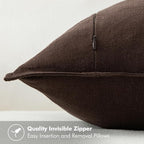 MIULEE Decorative Linen Euro Sham Pillow Covers 24x24 Dark Brown Boho Farmhouse Neutral Winter Couch Throw Pillows for Bed Pack of 2 Accent Modern Pillowcase Sofa Livingroom Home Decor