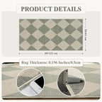 Beeiva Checkered Rug Runners for Hallways Non Slip, 2x4 Washable Runner Rug for Kitchen Ultra Thin Green Entryway Runner, Gingham Diamond Decor Farmhouse Throw Carpet for Bathroom Laundry