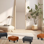 Poofzy Small Foot Stool Ottoman, Velvet Ottoman Foot Rest with Legs, Rectangle Foot Rest for Couch, Footstools and Ottomans Small for Living Room and Entryway (Rrown)