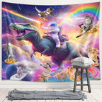 Viajar Funny Cat Tapestry, Cool Kittens Starry Sky Nebula Galaxy Tapestry Milky Way Space Psychedelic Hippie Tapestry Wall Hanging Home Decor Dorm Livingroom Bedroom Wall Blanket, 80X60 Inches