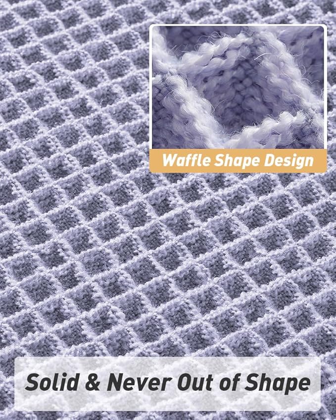 Upgraded Waffle Runner Rug Super Absorbent Non Slip Bath Mats for Bathroom Machine Washable Bathroom Runner Rug with Tassels, Ideal for Hallway Bedroom Laundry Room, 2' x 6' (24" x 72"), Purple