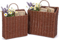 2 Pack PE Rattan Hanging Wall Basket Wicker Hanging Basket for Front Door Mail Flowers Books Accessories Organizing Boho Rustic Farmhouse Wall Decor(Square Opening)