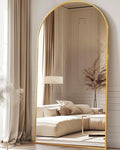 Antok 78" x38” Arched Full Length Floor Mirror, Gold Aluminum Frame, Free Standing/Wall Mount/Leaning for Bedroom, Living Room, Dressing Room