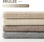 MIULEE Pack of 4 Couch Throw Pillow Covers 16x16 Inch Neutral Beige/Brown Soft Decorative Chenille Pillow Covers Farmhouse Accent Cushion Covers for Boho Spring Home Decor Sofa Bedroom Living Room
