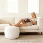 Unstuffed Ottoman Pouf Cover, Foot Rest Cover, Bean Bag Chair Cover (Beige)