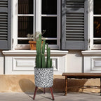 12 Inches Plant Pot with Stand, Large Modern Standing Planters for Indoor Plants with Drainage Holes, Gray Flower Pots with Legs