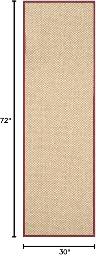 SAFAVIEH Natural Fiber Collection Runner Rug - 2'6" x 6', Maize & Burgundy, Sisal, Woven Design with Border (NF141D)