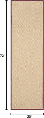 SAFAVIEH Natural Fiber Collection Runner Rug - 2'6" x 6', Maize & Burgundy, Sisal, Woven Design with Border (NF141D)
