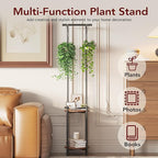 Plant Stand Indoor Outdoor - Heavy Duty Metal 2-tier Hanging Plant Holder Space-Saving Iron Plant Stands Tall Plant Shelf for Living Room Garden Balcony（Rustic Brown and Black）