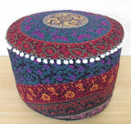 Indian Mandala Floor Pillow Pouf Cover Ottoman Cover Bohemian Footstool Living Room Decor Pillow Sham Hippie Cotton Cushion Cover Meditation Seating Throw