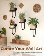 Leaf&lull Wall Plant Holder Planter with Wall Planters for Indoor Plants Plant Hanger Hanging Plant Holder Wall Hanging Decor 4 Pack Black