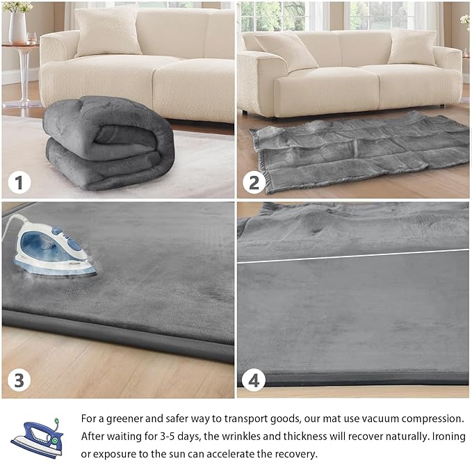 Baby Play Mat for Floor Nursery Rug Muscle Mat Area Rug Playroom Rug 39"x59" Memory Foam 1.3" Thick Crawling Playpen Mat For Babies,Toddlers, Infants, Kids,Grey