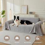 Couch Cover for Dogs, Boho Sofa Covers for 3 Cushion Couch, Chenille Sofa Slipcover for Pets Washable, L-Shape Sectional Couch Loveseat Cover Soft Throw Blankets with Tassels(71x134,Grey)