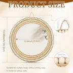 Boho Wall Mounted Mirror, Handmade Corn Beard and Hemp Rope Woven Wooden Beads Decorative Mirror, Round Mirror for Wall Decoration (Natural)