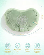 Hihealer Premium Meditation Cushion - Comfortable Floor Pillow for Adult Traditional Crescent Meditation Pillow Yoga Buckwheat Bolster (Green)