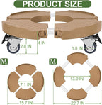 ToLanbbt 4 Pack Plant Caddy Stands with 360° Wheels Adjustable 15-22 in Rolling Stands Heavy Duty Large Plant Carts Dolly with Casters 440lbs Capacity for Large Planter, Garden Pot, Flower Pot, Khaki