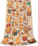 Capybaras Throw Blanket Soft Flannel Blanket 60"x50" in Bed Blanket Home Decor for Room Sofa Couch All Season