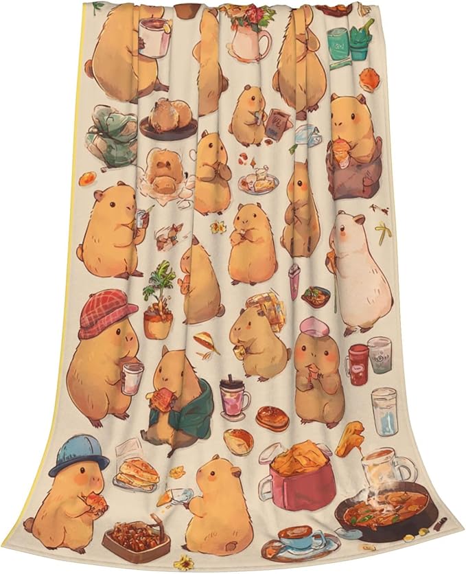 Capybaras Throw Blanket Soft Flannel Blanket 60"x50" in Bed Blanket Home Decor for Room Sofa Couch All Season