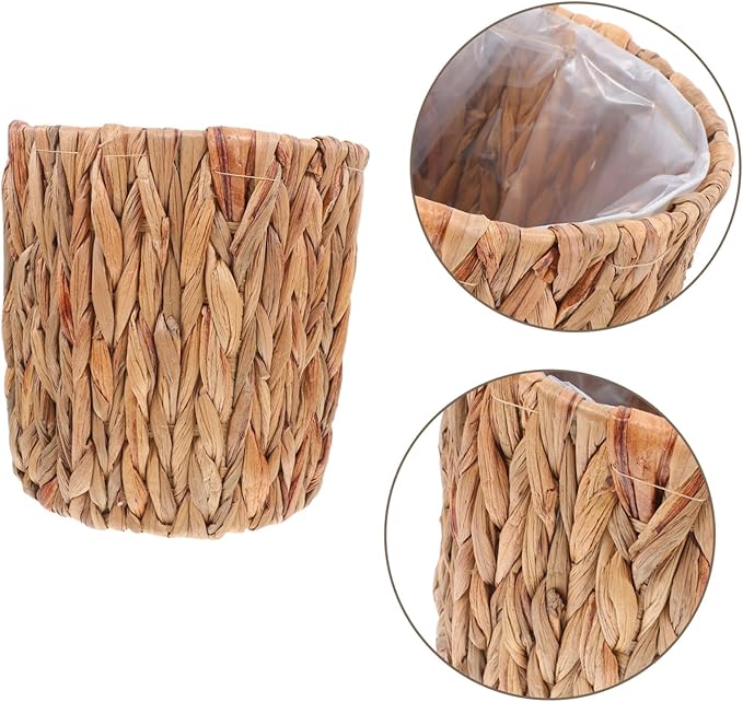Cabilock Storage Basket Lid Handmade Plant Basket Seagrass Straw Garden Containers for Indoor Outdoor Decorative Flower Pots