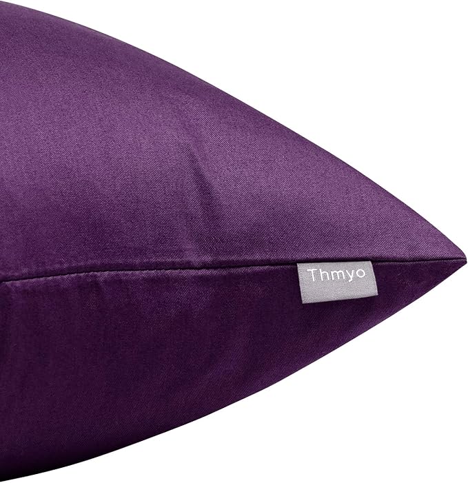 4-Pack 100% Cotton Comfortable Solid Decorative Throw Pillow Case,Thmyo Square Cushion Cover Pillowcase Sublimation Blank Pillow Covers DIY Throw Pillowcase for Couch Sofa(18x18 inch/ 45x45cm,Violet)