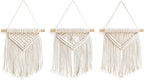 Mkono Boho Wall Decor Mini Macrame Wall Hanging Art 3 Pack Cute Christmas Tree Decoration for Living Room Bedroom Bathroom Teen Girls Room Dorm Home Office Gift Idea, 8''W x 9''H, Small
