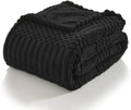 lifein Throw Blanket for Couch-Black Boho Throw Blanket, Soft Fleece Plush Lightweight Blankets&Throws for All Seasons, Fuzzy Decorative Blankets for Livingroom Bed Sofa Chair (50x60, Black)