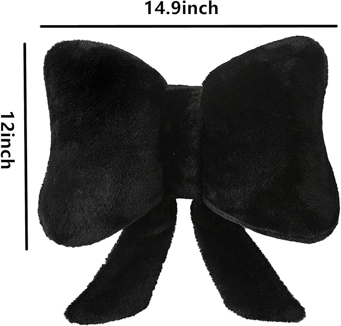 Throw Pillows Bow Pillow Butterfly Shaped Decorative Cute Pillows for Bed Sofa Home Decor,Black 14.5 * 12inch