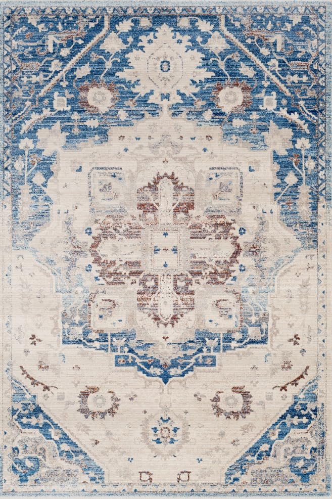 Blue Beige Distressed Pattern Boho Washable Rug for Living Room Bedroom Diningroom Office Playroom Nursery Room Vintage Area Rugs 2x6 Soft Non Slip Kitchen Hallway Indoor Large Carpet - color: B, size: 2x6ft