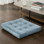 Floor Pillow for Sitting, Large Velvet Floor Seating Cushion for Adults, Tufted Big Pillow for Meditation, Yoga & Living Room, Machine Washable, 22x22 Inch, Blue