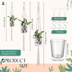 3 Pcs Plastic Plant Propagation with Boho Macrame Hanger Wall Plant Propagation Station Hanging Holder Include Hooks Kit for Indoor Home Garden Office Decor 3 Size, Beige