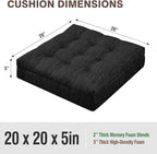 Shinnwa Memory Foam Recliner Cushion for Elderly, Patented Design Extra Large Seat Cushion, Dual-Layer Foam Chair Pad for Couch, Armchair, Wicker Chairs, Floor, 20 × 20 × 5in, Charcoal