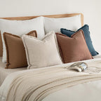 MIULEE Decorative Couch Pillow Covers Neutral Linen Fringe Throw Pillows Set of 4 Modern Rustic Cushions Boho Farmhouse Pillowcases for Bed Sofa Living Room Spring Decor 20x20 Inch Beige/Brown/Blue