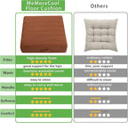 MeMoreCool Square Floor Pillow Seating for Adults Kids, Large Meditation Cushion Floor Pillow with Thick Foam & Soft Tufted Cover, Washable Big Pillow Seat Floor Cushion for Sitting Yoga 22" Coffee