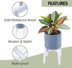 Wood 7.5" x 9.8" Plant Stand Indoor Outdoor, Wooden Single Floor Plant Pot Holder, Natural Plant Stand, Assembly Required (Excluding Potted Plants)