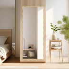 60X24 Inch Gold Wavy Bathroom Mirror for Wall, Scalloped Bathroom Vanity Mirror Farmhouse, Large Rectangle Mirror, Tempered Glass, Hangs Horizontally or Vertically