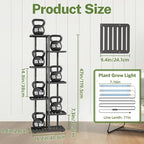 iDavosic.ly Plant Stand with Grow Light Indoor Outdoor, 6-Tier Tall Metal Flower Shelf for Heavy-Duty Large Planters, Corner Orchid Display Rack for Living Room Balcony Patio Porch, Modern Black