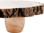 Frcctre 11 Inch Wood Cake Stand, Round Wooden Cupcake Pedestal, Paulownia Woods Slice with Legs, Rustic Cake Holder Wooden Serving Tray Serving Board Display Wood Plant Stand