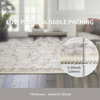 Washable 8×10 Area Rug for Living Room, Vintage Floral Rug Soft Non Slip Stain Resistant Boho Carpet for Bedroom Dinning Room Home Office Beige
