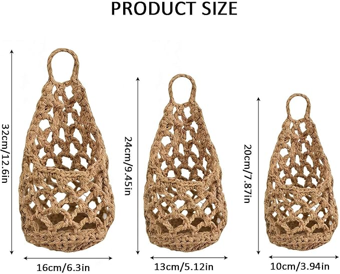 Macrame Plant Hanger Set of 3, Boho Wall Hanging Planter for 4-6 Inch Pots - Handwoven Cotton Rope Wall Decor with S-Hooks for Indoor Plants in Living Room, Bedroom & Office