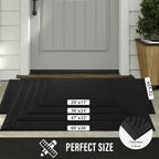 Sturdy Front Door Mat, Absorbent Muddy Dirt Resist Welcome Door Mats Outdoor Indoor, Stain and Fade Resistant, Non-Slip Backing Entry Mat Low Profile Doormat for Entryway, 72×24, Black