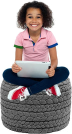 Asuprui 20x14 Inch Unstuffed Ottoman Pouf Cover – Lightweight Foot Rest, Floor Bean Bag Chair, Storage Pouf for Living Room, Bedroom & Balcony (Filler Not Included) (Gray)