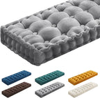 Geelin 48x18 Inch Bench Cushions for Indoor Furniture Chenille Velvet Gray Button Tufted Thicken Window Seat Pad Mat with Memory Foam Non Slip Long Floor Pillow for Entryway Dining Sofa Breakfast Nook