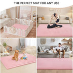 Baby Play Mat for Floor,1.3" Thick Memory foam Tummy Time Mat for Toddlers,Infants,kids,Water-Repellent Soft Nursery Rug ,79"×79" Extra Large Non Slip for Crawling&Yoga,Tatami Style for Living Room(Pink)