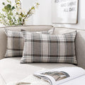 CARRIE HOME Brown Tartan Plaid Lumbar Pillow Cover 12x20 Set of 2 Farmhouse Buffalo Plaid Brown Striped Lumbar Throw Pillow Cover for Living Room Couch Sofa
