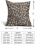 Dark Brown Pillow Covers 20x20 Set of 2 Vintage Floral Rustic Old Style Cute Flower Print Decorative Outdoor Pillowcases Seasonal Farmhouse Throw Cushion Case Decor for Couch Sofa Bed
