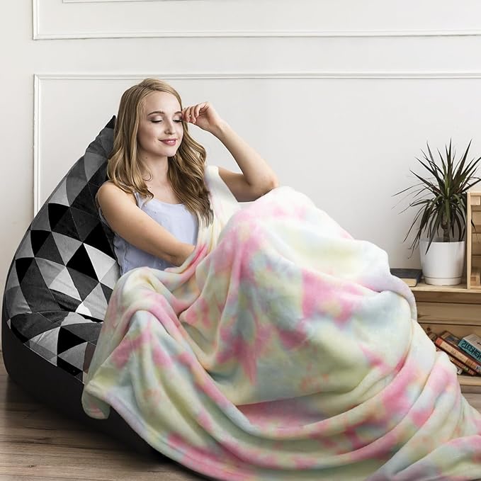 MACEVIA Tie Dye Rainbow Throw Blanket for Couch, Colorful Cute Blankets and Throws, Soft Fleece Flannel Plush Blanket for Chair Sofa Bed 260GSM, Suitable for All Seasons (Rainbow, 50"x60")