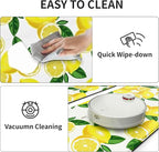 MAYHMYO Lemon Kitchen Mat Set of 2 - Anti Fatigue Mats for Kitchen Floor - Non Slip Cushioned Rugs for Standing - Lemon Decor (17.3"×29"+17.3"×47"-0.4") White