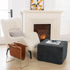 20x20x14 Inches Fluffy Square Pouf Ottoman - Plush Furry Boneless Ottoman Foot Rest Stool with High-Density Foam, Versatile Floor Seating for Living Room (Gray)