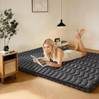 Premium Foam 3.2" Thick Japanese Futon Floor Mattress - Twin Size 39"x80" 100% High-Density Foam,Comfortable Sleeping Pad,Tatami Mat for Dorm,Bedroom or Guest Room，Boys Girls Dormitory Pads(Black)