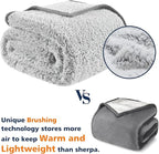 EMME Soft Sherpa Fleece Blanket Reversible Plush Fluffy Large Blanket, Light Weight Warm Decorative Boho Blanket Cover for Sofa, Couch, Bedroom,Travel(Plush Grey,50"x60")